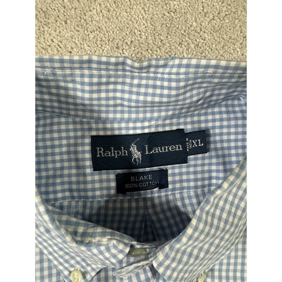 Ralph Lauren Shirt Mens XLARGE blue gingham check Button‎ Up long sleeve SIZE XL - Picture 3 of 7